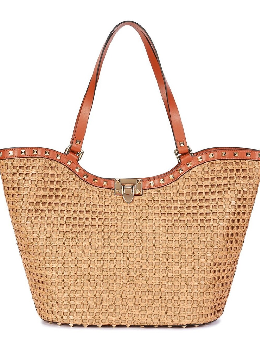 Tiffany & Fred Paris Raffia & Leather Large Tote Caramel NWT